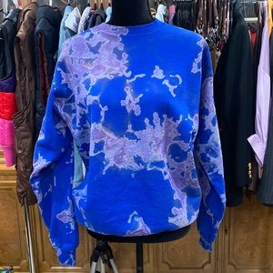 RARE Hanes Sweatshirt Purple and Blue Tye Dye Ecosmart Size M 💙💜 UNISEX